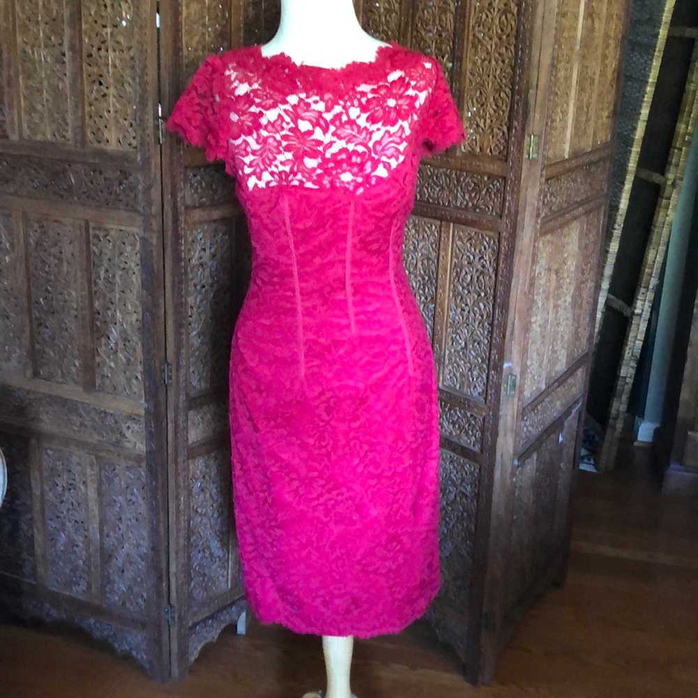 Gorgeous Lace Monique Lhuillier Fuschia Dress
